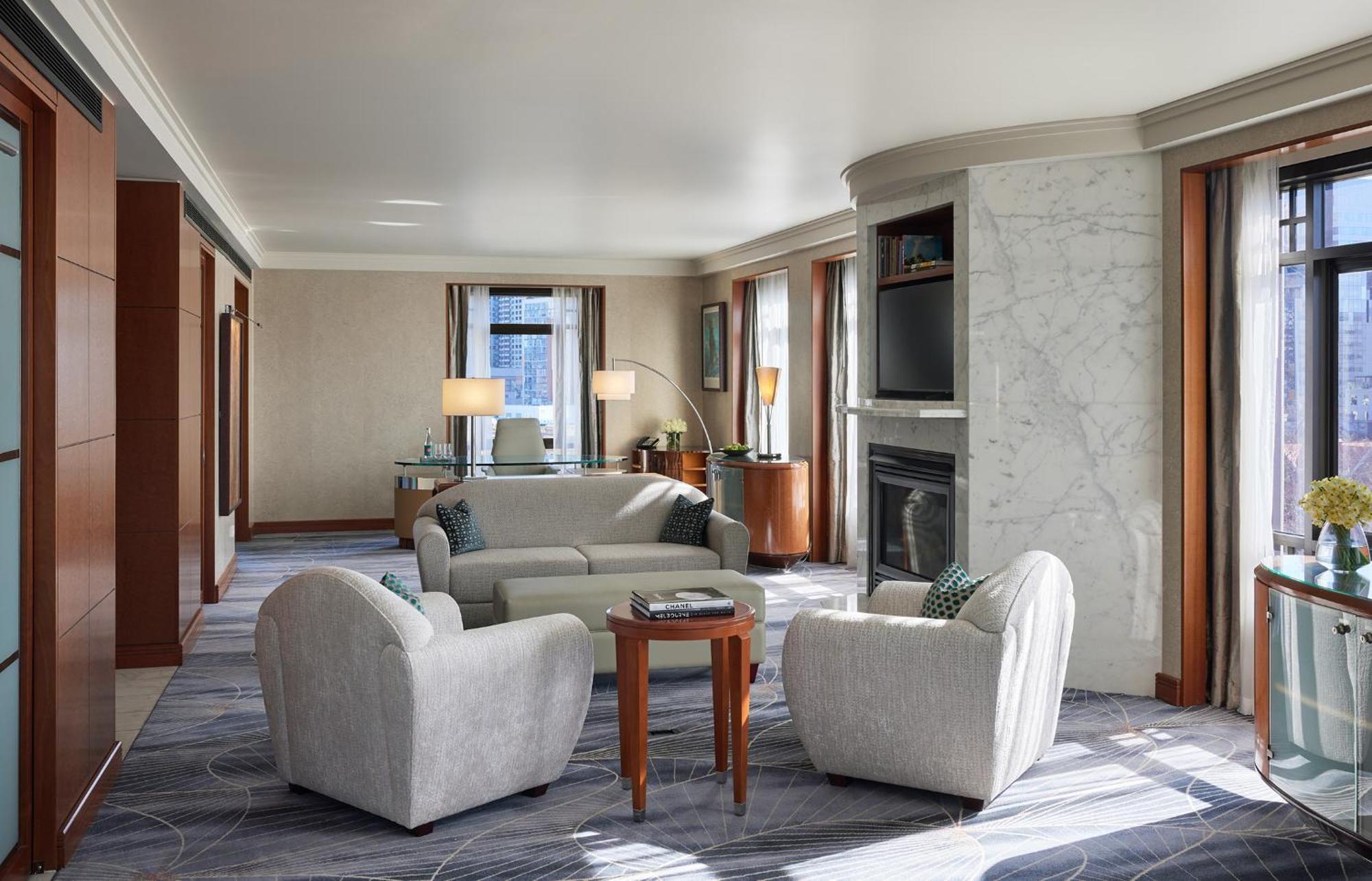 Park Hyatt Melbourne Hotel Екстериор снимка A living room in a suite at the Four Seasons Hotel, Washington, D.C.